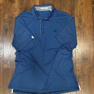 Ashworth Men’s Golf Polo Shirt Blue Stripe | The Cardinal Logo | Size L
